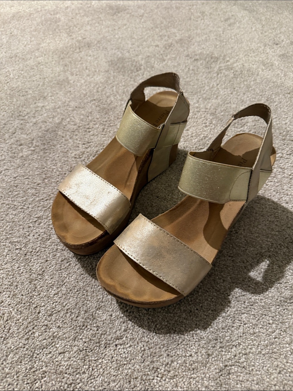 Pierre Dumas Metallic Gold Wedge Sandals